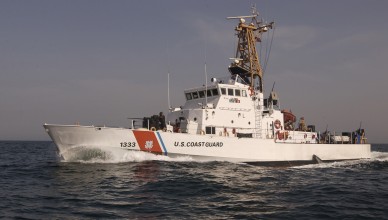 The U.S. Coast Guard Cutter Adak, a 110 foot patrol boat, homeported in Highlands, NJ., patrols the North Arabian Sea off the Coast of Iraq March 06, 2003.
The Adak is on one of four 110 foot Coast Guard patrol boats in the Persian Gulf in support of Operation Iraqi Freedom.