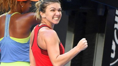 MELBOURNE, AUSTRALIA - JANUARY 22:  Simona Halep of Romania celebrates winning her fourth round match against Naomi Osaka of Japan on day eight of the 2018 Australian Open at Melbourne Park on January 22, 2018 in Melbourne, Australia.  (Photo by Quinn Rooney/Getty Images)