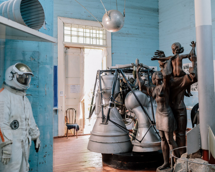 Pereyaslav-Khmel'nyts'kyi, 29 May 2019. The museum of Cosmos. Installed in an old wooden church in 1979, this museum contains unique pieces of Soviet space explorations including the parachute that took Yuri Gagarin back to earth as well as the seat of his space capsule. © Niels Ackermann / Lundi13