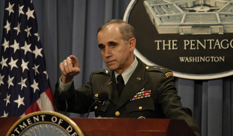 030530-D-2987S-034.Major General Keith W. Dayton, director for Operations, Defense Intelligence Agency, calls on a reporter during a Pentagon briefing May 30, 2003, on the Iraq Survey Group.  DoD photo by Helene C. Stikkel.  (Released)