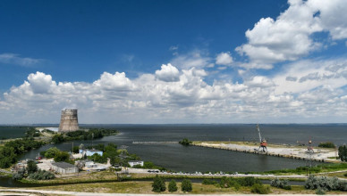 Two cooling towers dominate the landscape as the Zaporizhzhia Nuclear Power Plant is situated on the bank of the Kakhovka Reservoir formed on the Dnipro River, Enerhodar, Zaporizhzhia Region, southeastern Ukraine, July 9, 2019. Ukrinform. (Photo credit should read Dmytro Smolyenko/Future Publishing via Getty Images)