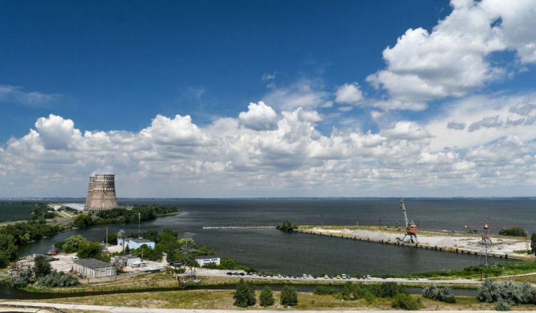 Two cooling towers dominate the landscape as the Zaporizhzhia Nuclear Power Plant is situated on the bank of the Kakhovka Reservoir formed on the Dnipro River, Enerhodar, Zaporizhzhia Region, southeastern Ukraine, July 9, 2019. Ukrinform. (Photo credit should read Dmytro Smolyenko/Future Publishing via Getty Images)