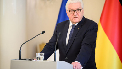 08 April 2022, Finland, Helsinki: German President Frank-Walter Steinmeier makes remarks at a press conference with the President of Finland, Niinistö, after their talks at the Presidential Palace. President Steinmeier is in Finland for a one-day visit. The trip will focus on the impact of Russia's war of aggression in Ukraine on neighboring European countries. Photo: Bernd von Jutrczenka/dpa (Photo by Bernd von Jutrczenka/picture alliance via Getty Images)