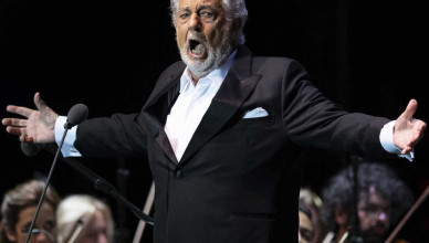 Spanish tenor opera singer Placido Domingo performs on stage during a concert at the Starlite Festival in Marbella, Spain, on July 11, 2022. (Photo by JORGE GUERRERO / AFP) (Photo by JORGE GUERRERO/AFP via Getty Images)