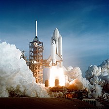 S81-30498 (12 April 1981) --- After six years of silence, the thunder of manned spaceflight is heard again, as the successful launch of the first space shuttle ushers in a new concept in utilization of space. The April 12, 1981 launch, at Pad 39A, just seconds past 7 a.m., carries astronaut John Young and Robert Crippen into an Earth-orbital mission scheduled to last for 54 hours, ending with unpowered landing at Edwards Air Force Base in California. STS-1, the first in a series of shuttle vehicles planned for the Space Transportation System, utilizes reusable launch and return components. Photo credit: NASA or National Aeronautics and Space Administration
