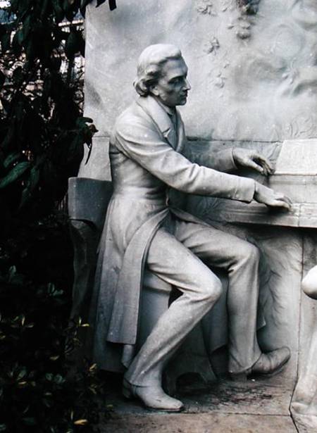 ZIO180303 Monument to Frederic Chopin (1810-49) (marble) (detail) by French School, (19th century) marble Parc Monceau, Paris, France French, out of copyright