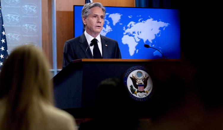 Secretary of State Antony Blinken speaks at a briefing on the 2022 Country Reports on Human Rights Practices at the State Department in Washington, Monday, March 20, 2023. (AP Photo/Andrew Harnik)