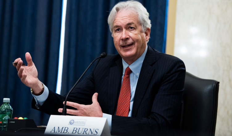 William Burns, nominee for Central Intelligence Agency director, testifies during his Senate Select Intelligence Committee confirmation hearing, Wednesday, Feb. 24, 2021, on Capitol Hill in Washington.   (Tom Williams/Pool via AP)
