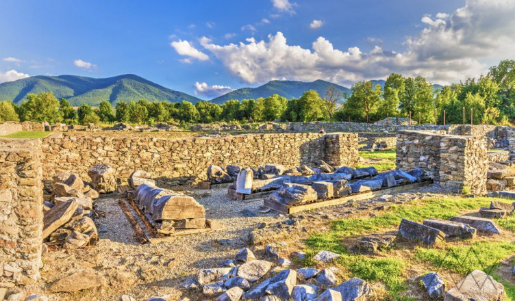 Ruins of fortress Sarmisegetusa Ulpia Traiana, Transylvania, Romania.