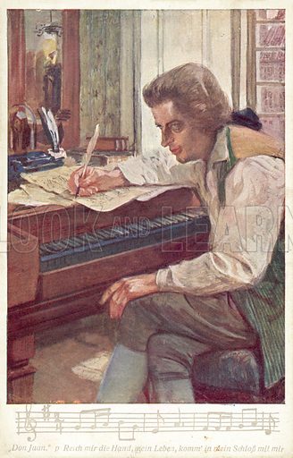 Mozart composing his opera 'Don Giovanni' at the piano