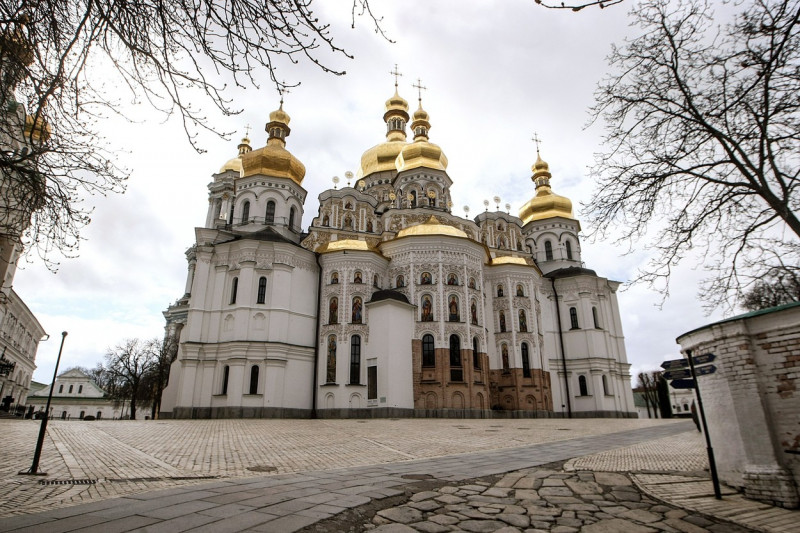 The Dormition Cathedral is the main church of the Kyiv-Pechersk Lavra, Kyiv, capital of Ukraine. Kyiv-Pechersk Lavra, Ukraine - 18 Apr 2021,Image: 607472321, License: Rights-managed, Restrictions: , Model Release: no, Credit line: Ukrinform / Shutterstock Editorial / Profimedia