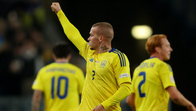 Soccer Football - UEFA Nations League - Group B1 - Ukraine v Georgia - Poznan Stadium, Poznan, Poland - October 11, 2024 Ukraine's Mykhailo Mudryk celebrates scoring their first goal REUTERS/Kacper Pempel