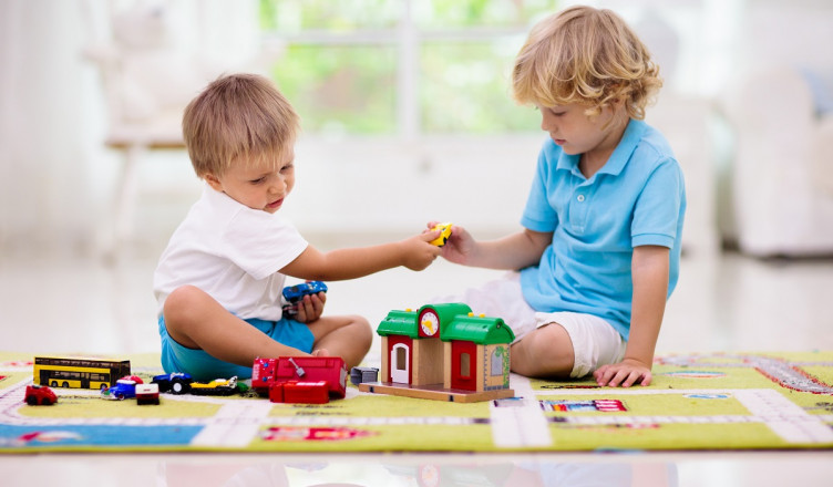 Little,Boys,Fighting,Over,Toy,Car.,Boy,Playing,Toy,Cars