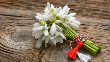 Snowdrops,,1st,Of,March,Tradition,White,And,Red,Cord,Martisor
