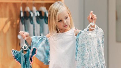 Child,,Fashion,And,Shopping,While,Choosing,Kids,Clothing,In,A